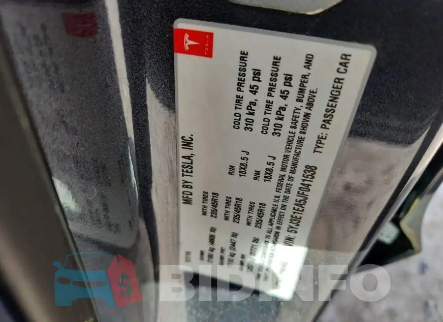 5YJ3E1EA5JF041538 Photo# 12