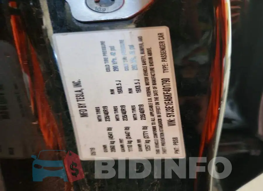 5YJ3E1EA6KF401790 Photo# 12