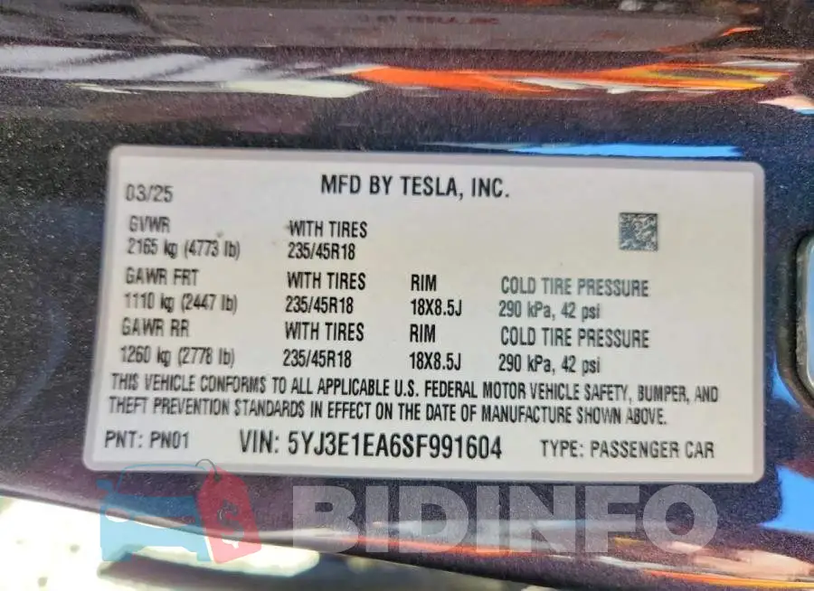 5YJ3E1EA6SF991604 Photo# 13