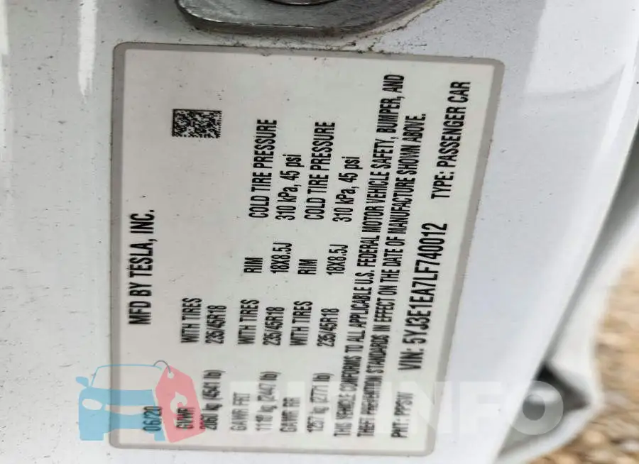 5YJ3E1EA7LF740012 Photo# 13