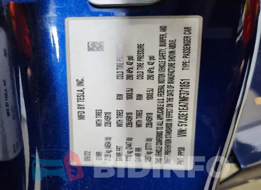 5YJ3E1EA7NF371851 Photo# 13