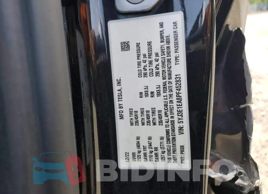 5YJ3E1EA8PF452831 Photo# 12