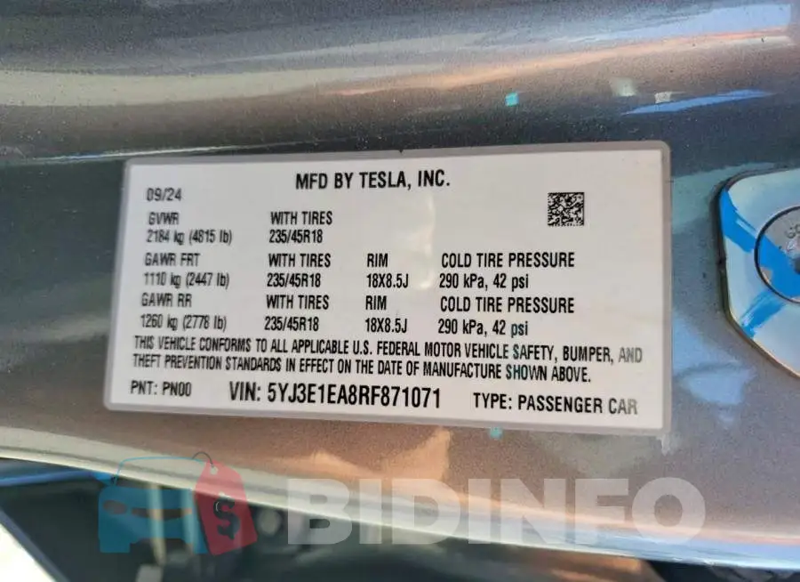 5YJ3E1EA8RF871071 Photo# 12