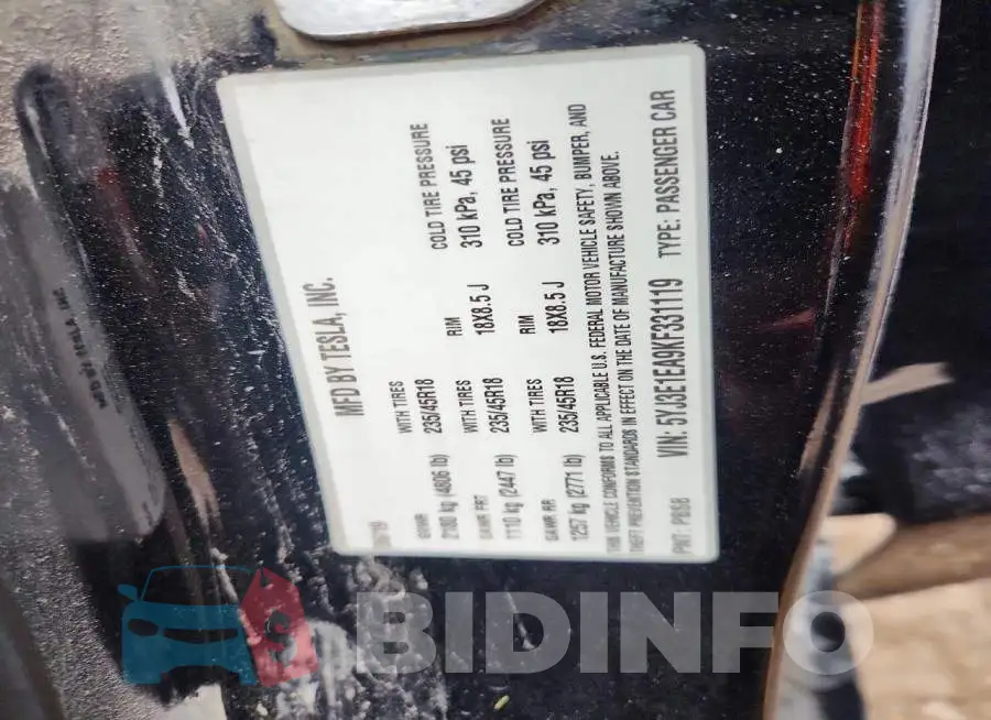 5YJ3E1EA9KF331119 Photo# 12