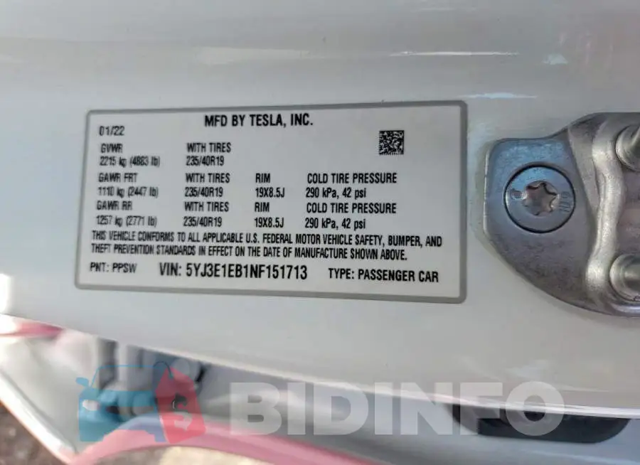 5YJ3E1EB1NF151713 Photo# 13