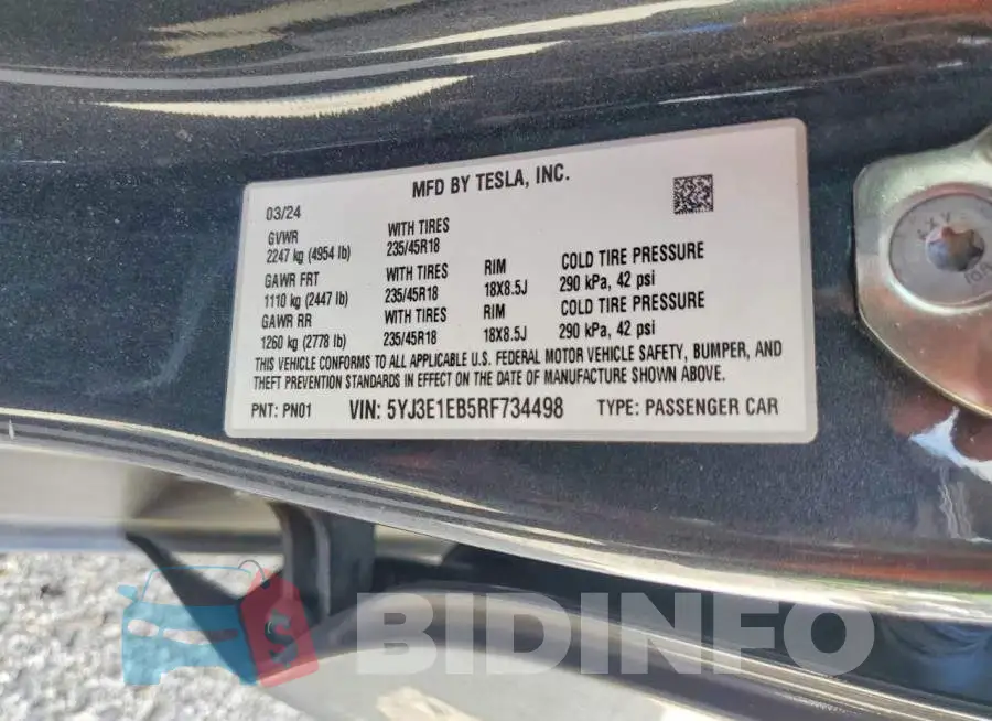 5YJ3E1EB5RF734498 Photo# 12