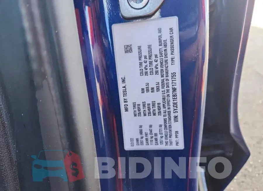 5YJ3E1EB7NF171755 Photo# 12