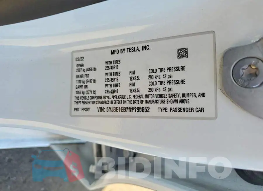 5YJ3E1EB7NF195652 Photo# 13