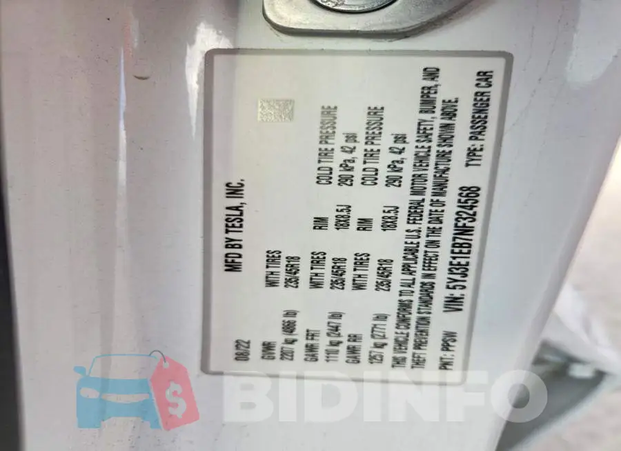 5YJ3E1EB7NF324568 Photo# 12