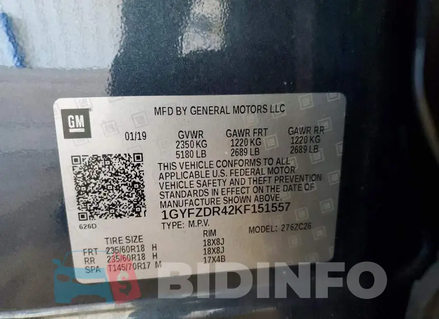 1GYFZDR42KF151557 Photo# 13