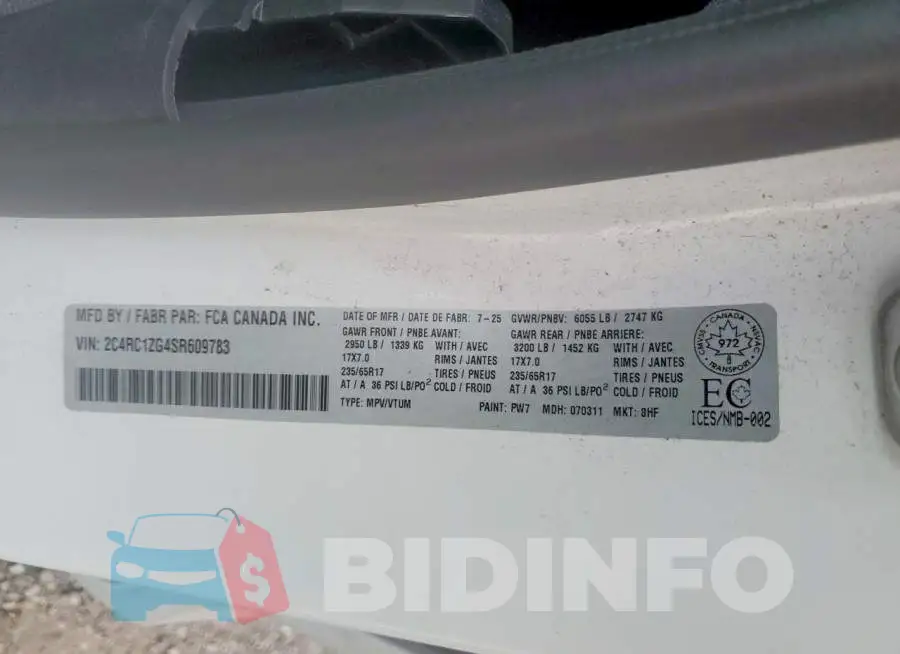 2C4RC1ZG4SR609783 Photo# 13