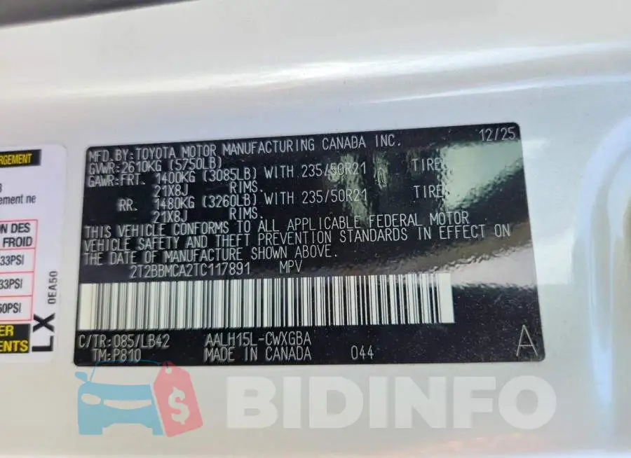 2T2BBMCA2TC117891 Photo# 13