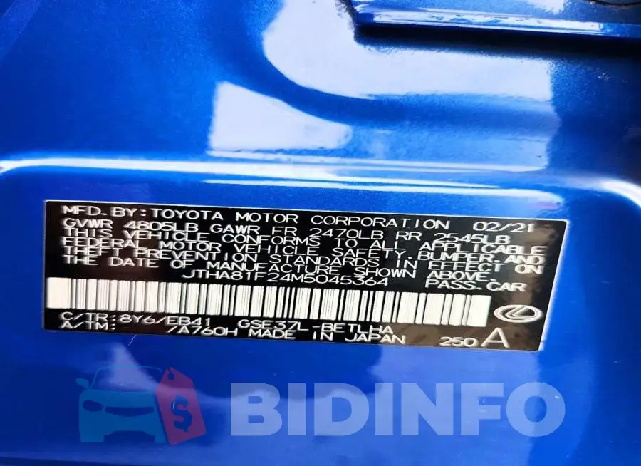 JTHA81F24M5045364 Photo# 12