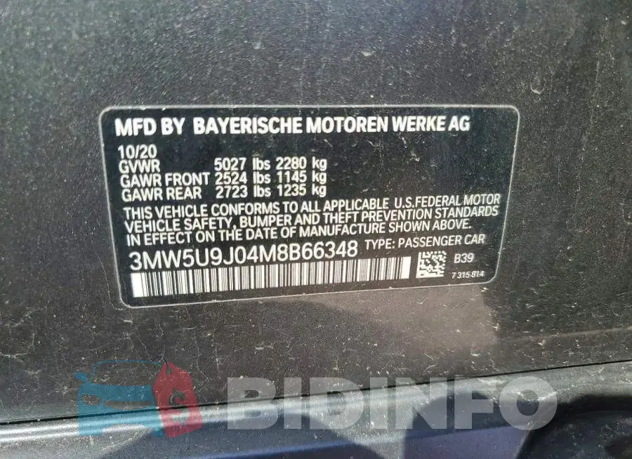 3MW5U9J04M8B66348 Photo# 12