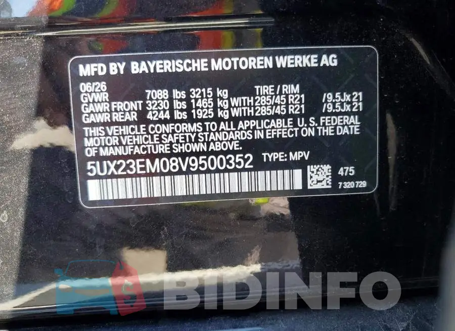 5UX23EM08V9500352 Photo# 14
