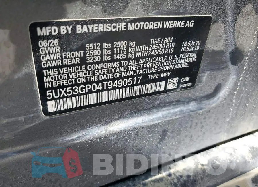 5UX53GP04T9490517 Photo# 14