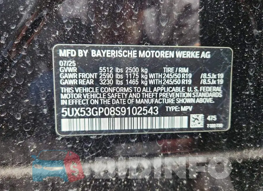 5UX53GP08S9102543 Photo# 14