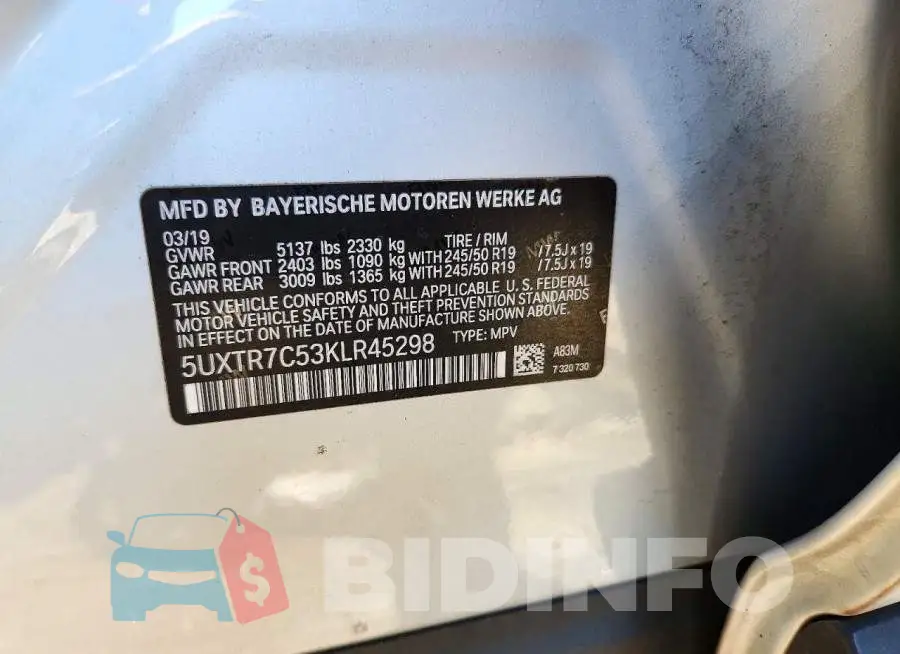 5UXTR7C53KLR45298 Photo# 12