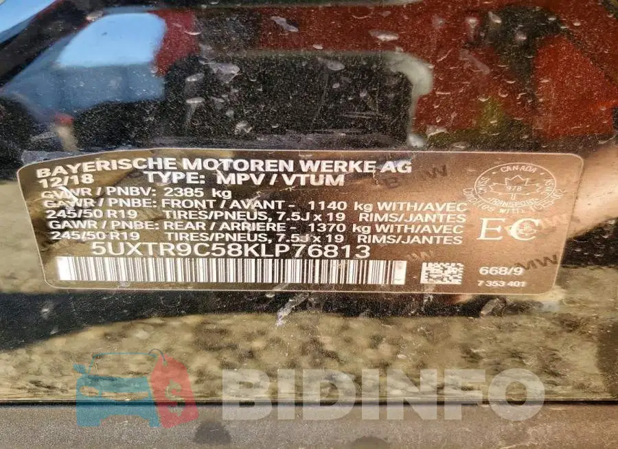 5UXTR9C58KLP76813 Photo# 13