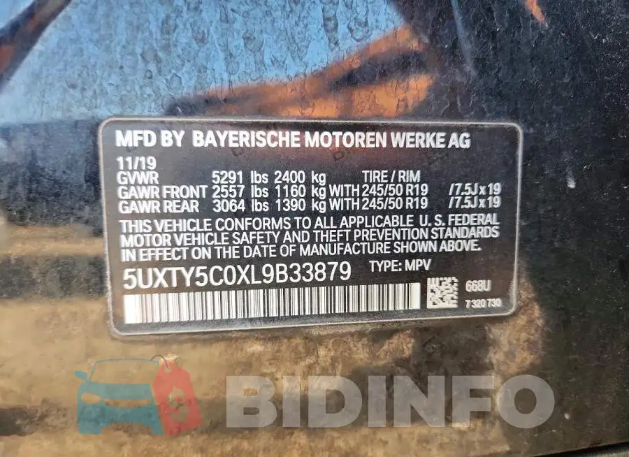 5UXTY5C0XL9B33879 Photo# 12