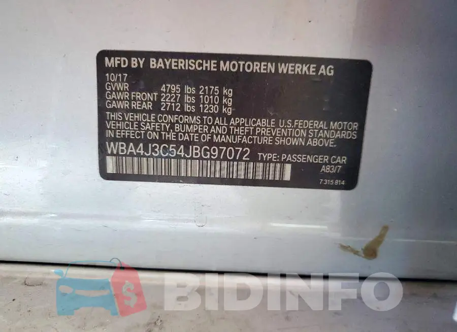 WBA4J3C54JBG97072 Photo# 12