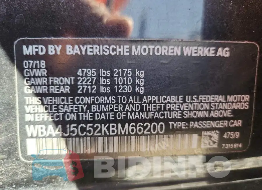 WBA4J5C52KBM66200 Photo# 12