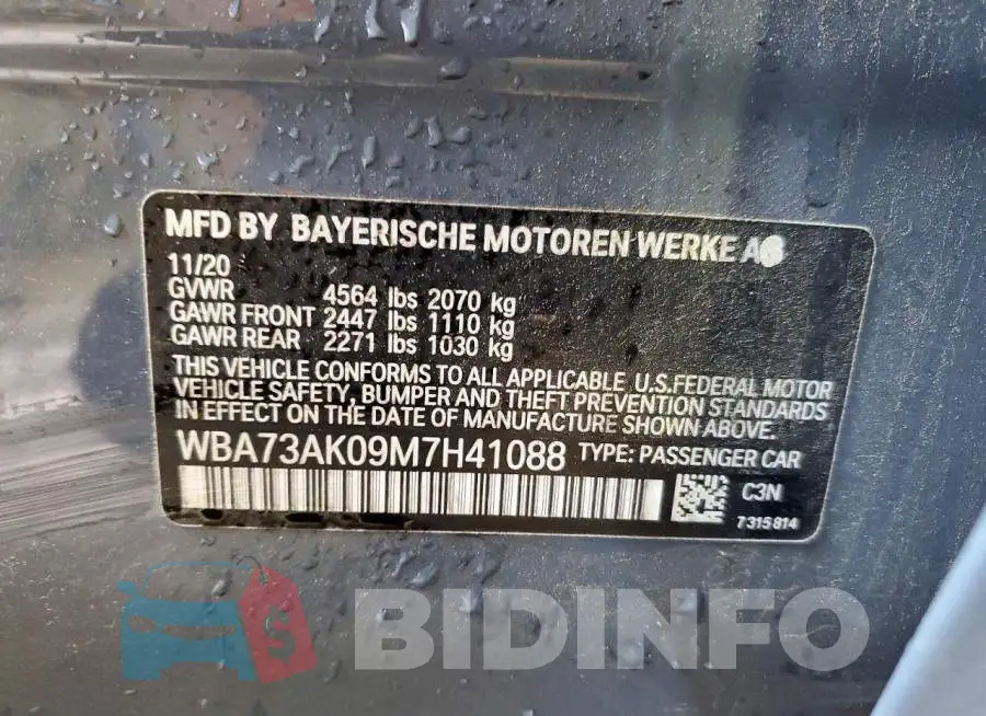WBA73AK09M7H41088 Photo# 12