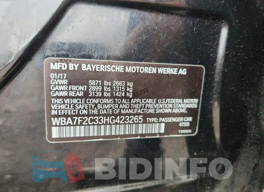 WBA7F2C33HG423265 Photo# 12