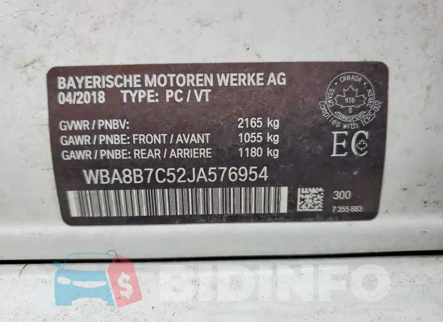 WBA8B7C52JA576954 Photo# 13
