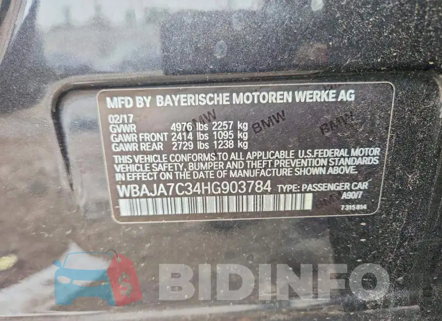 WBAJA7C34HG903784 Photo# 12