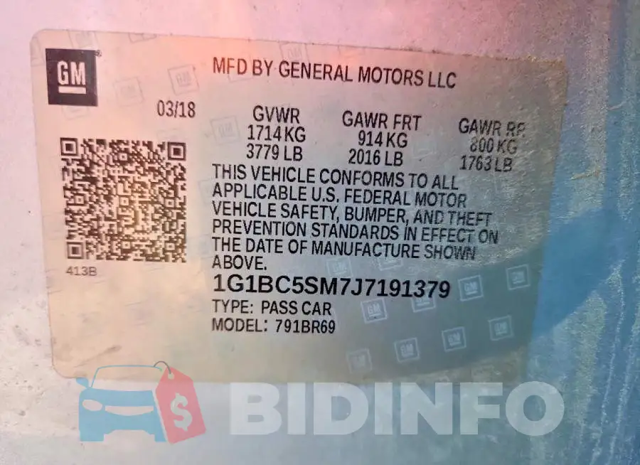 1G1BC5SM7J7191379 Photo# 12