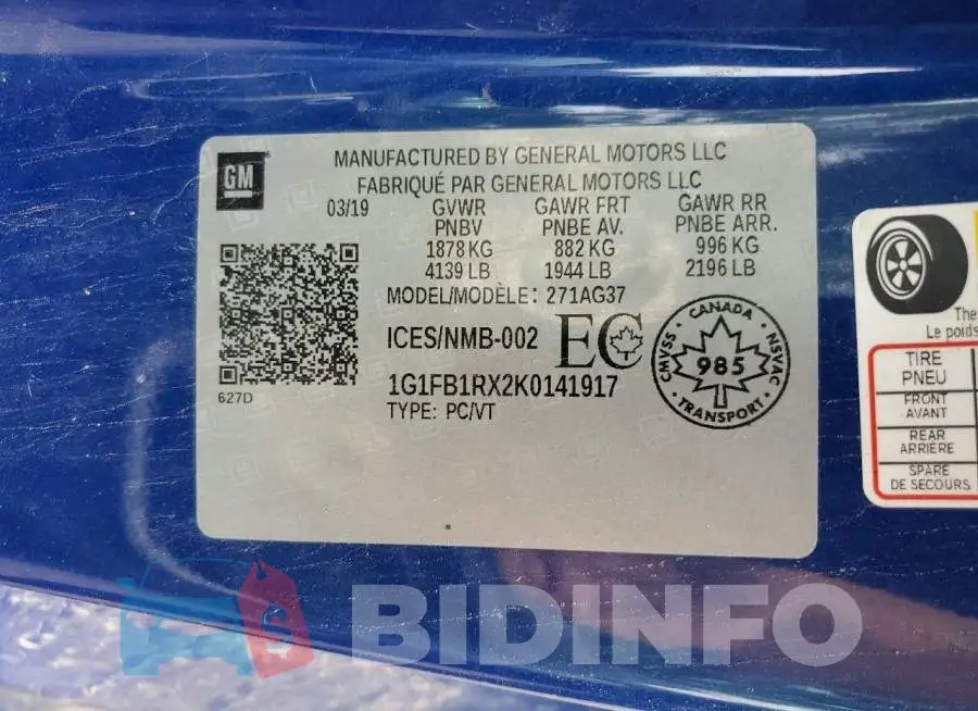 1G1FB1RX2K0141917 Photo# 12