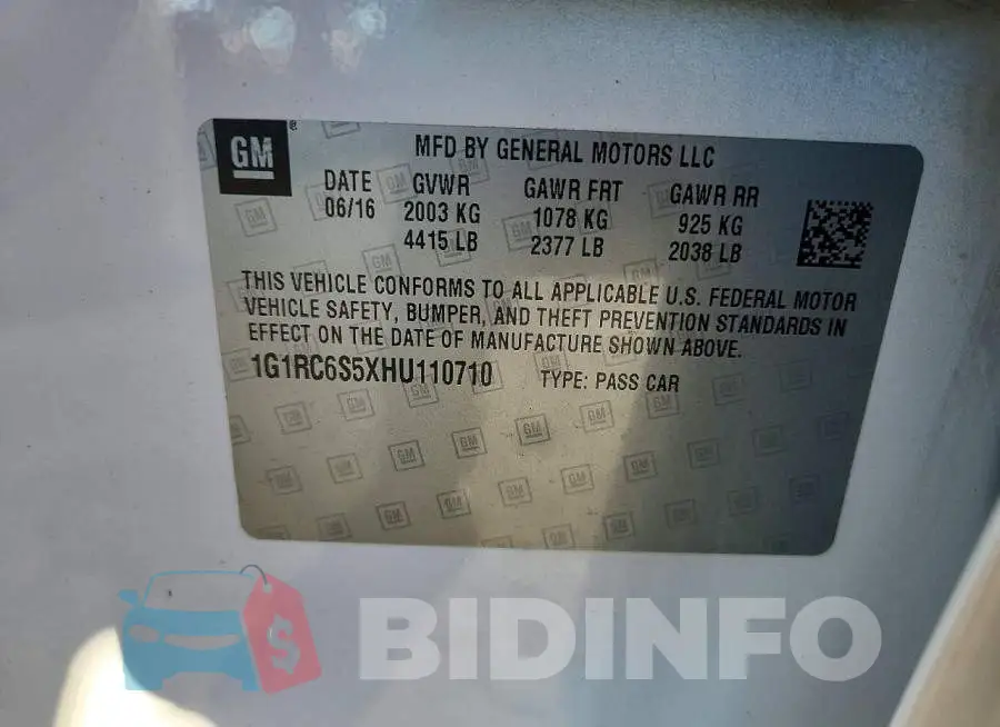 1G1RC6S5XHU110710 Photo# 12