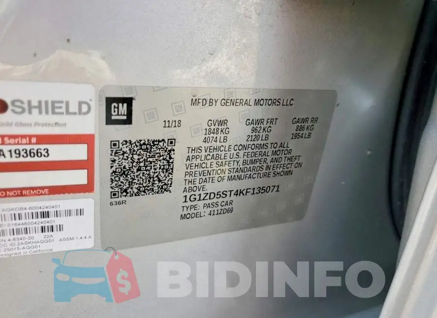 1G1ZD5ST4KF135071 Photo# 12