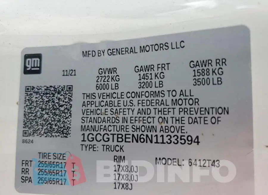 1GCGTBEN6N1133594 Photo# 13