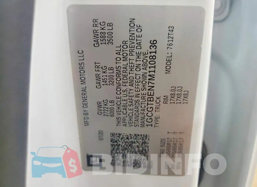 1GCGTBEN7M1108136 Photo# 12