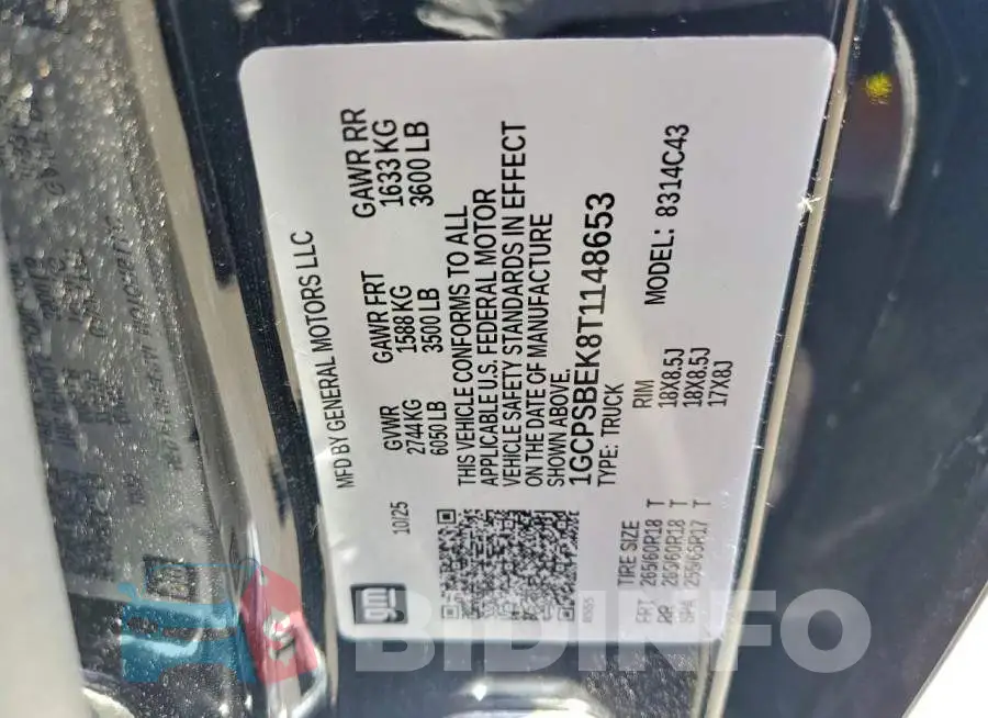 1GCPSBEK8T1148653 Photo# 12