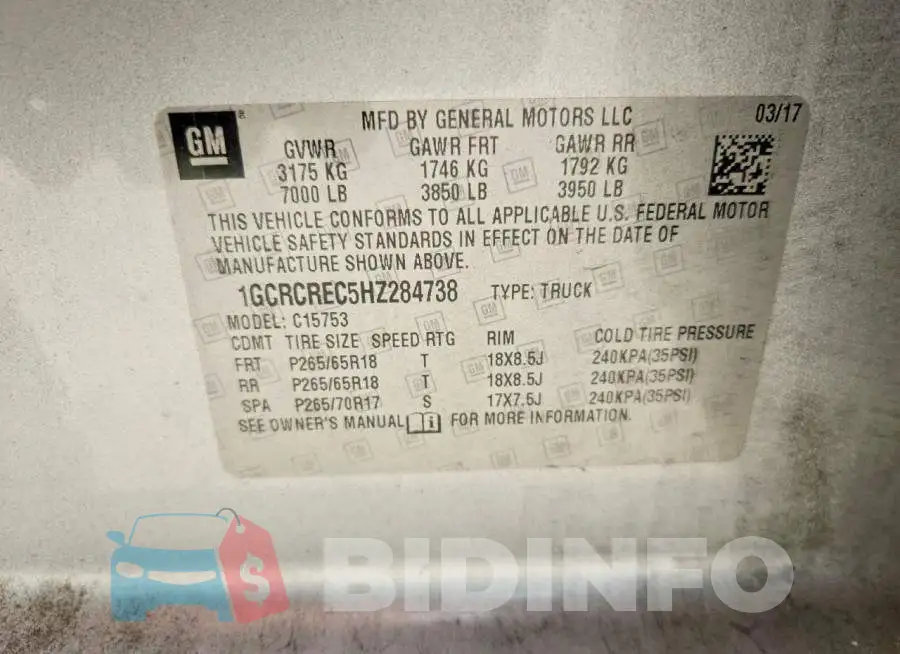 1GCRCREC5HZ284738 Photo# 12
