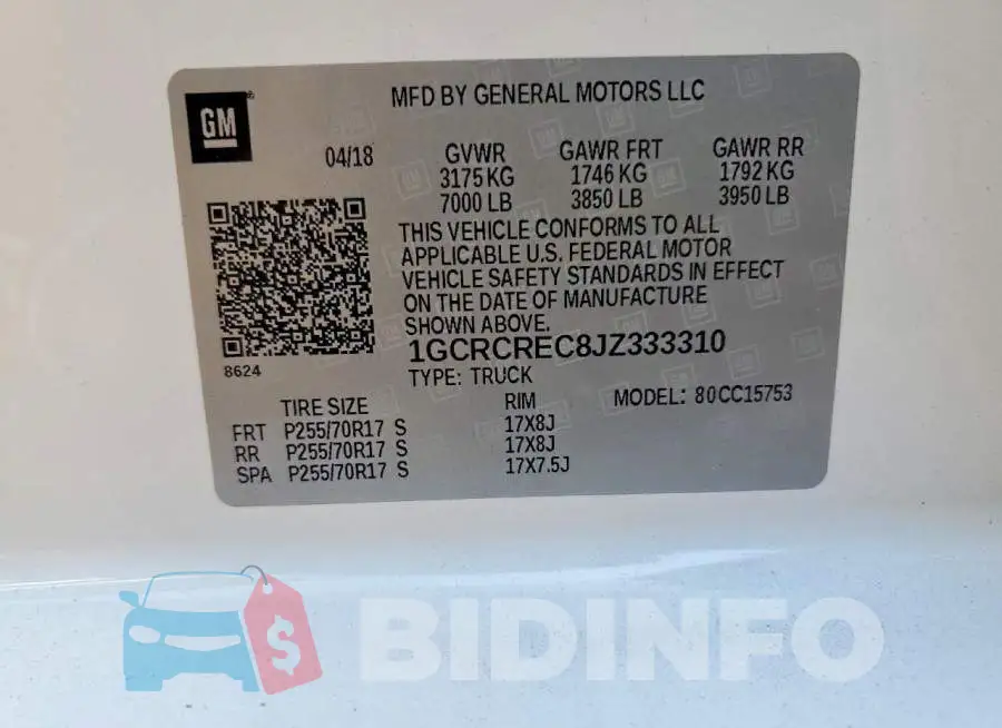 1GCRCREC8JZ333310 Photo# 12
