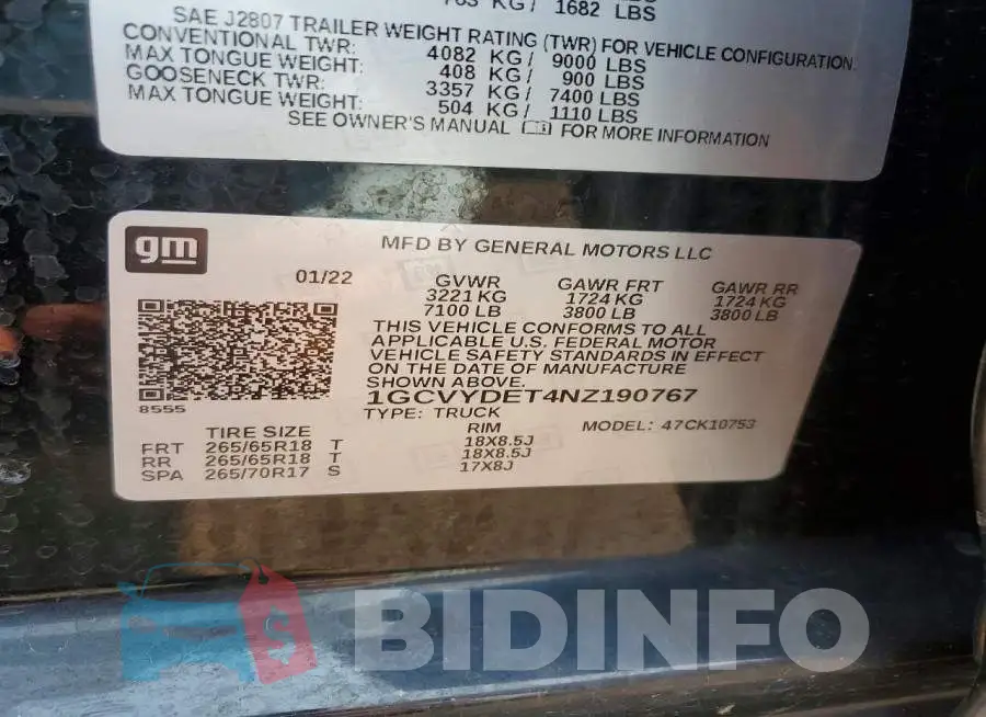 1GCVYDET4NZ190767 Photo# 13