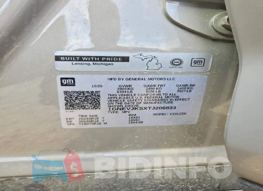 1GNEVJKSXTJ206833 Photo# 13