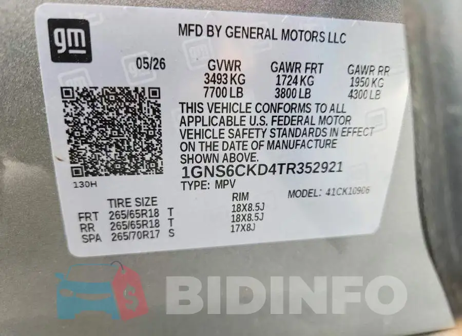 1GNS6CKD4TR352921 Photo# 13