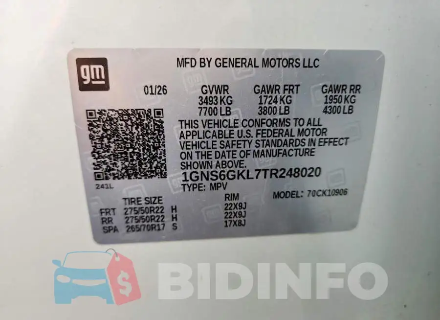 1GNS6GKL7TR248020 Photo# 13