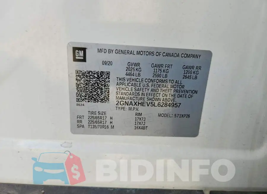 2GNAXHEV5L6284957 Photo# 13