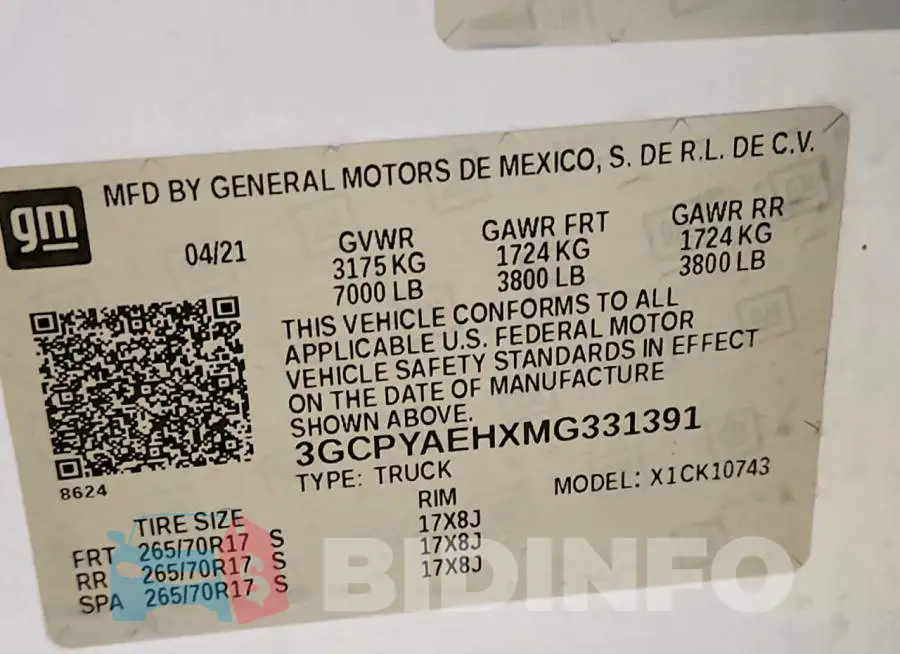 3GCPYAEHXMG331391 Photo# 12