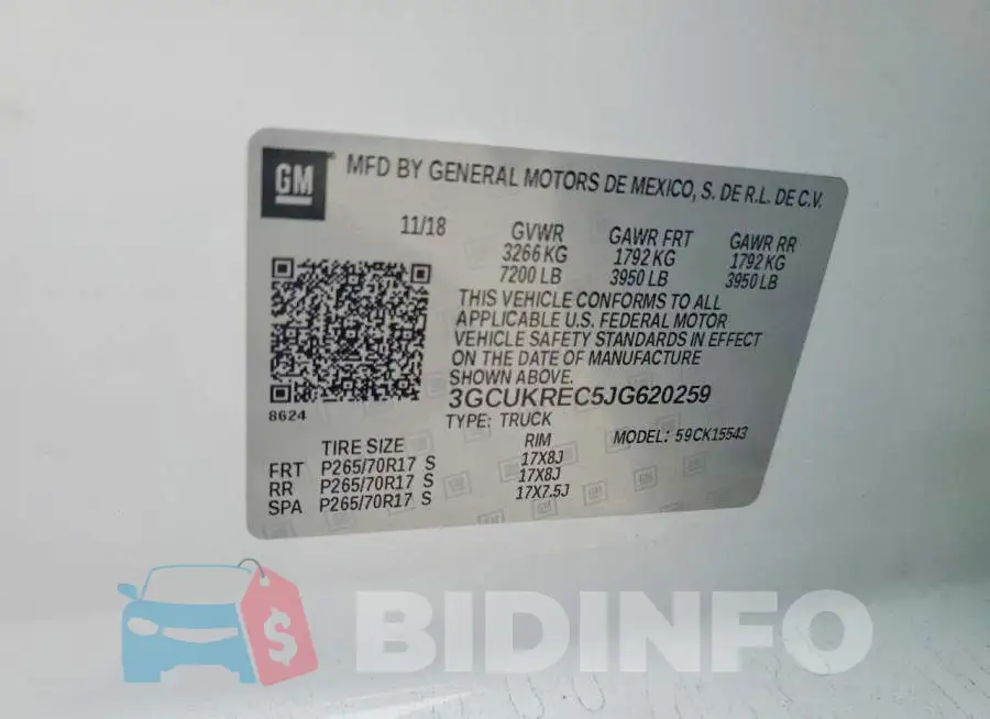 3GCUKREC5JG620259 Photo# 12