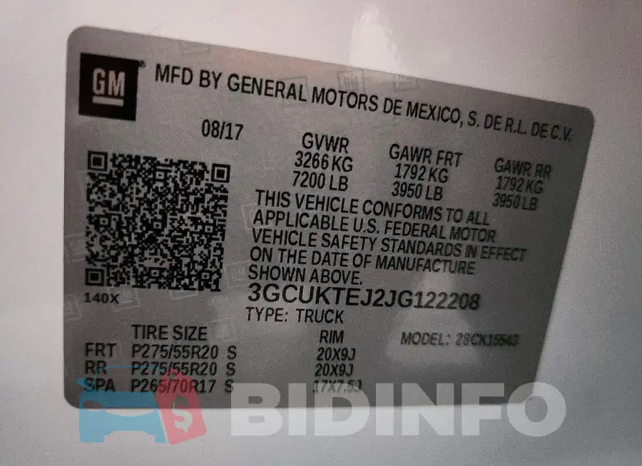 3GCUKTEJ2JG122208 Photo# 13