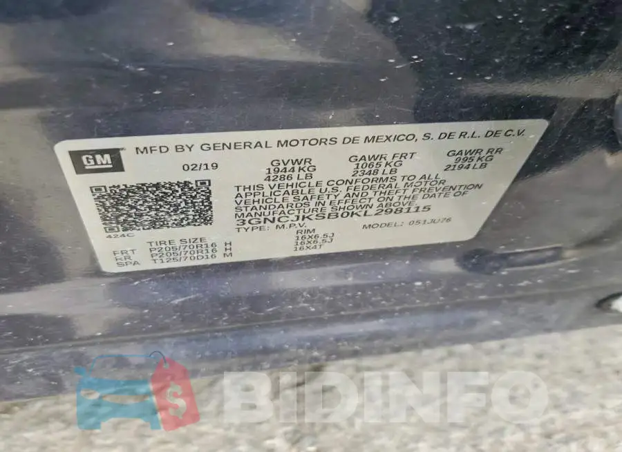 3GNCJKSB0KL298115 Photo# 13