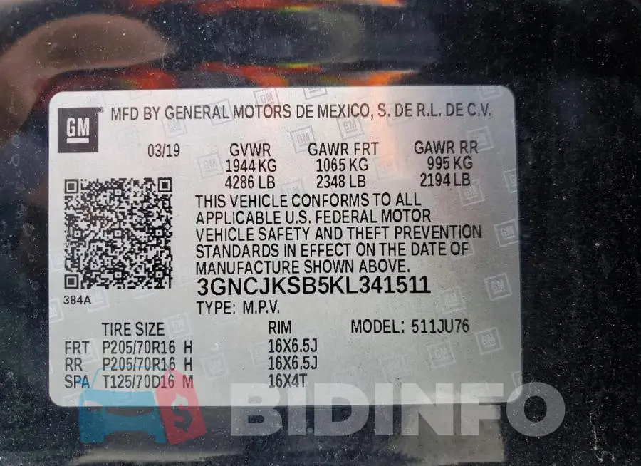 3GNCJKSB5KL341511 Photo# 14