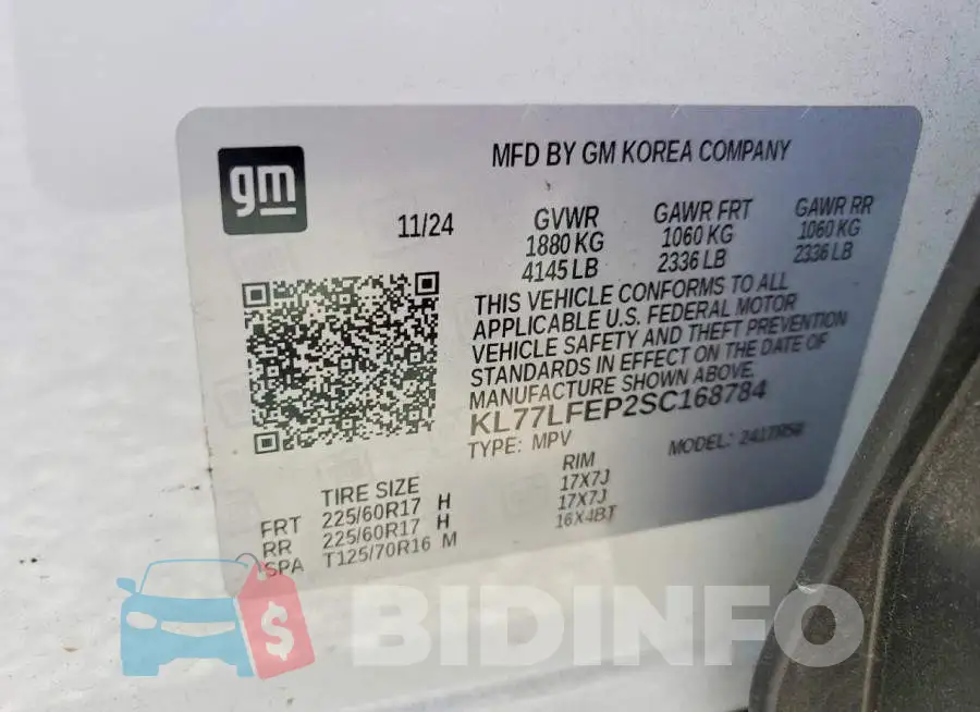 KL77LFEP2SC168784 Photo# 13